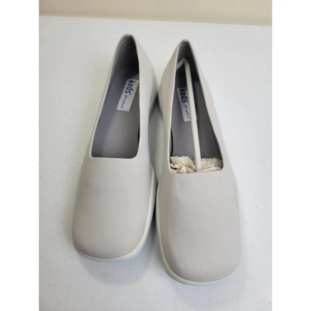 Keds Ticket‎ Ball WF21143 Light Gray Slip On Ballet Flats Womens 7.5 M